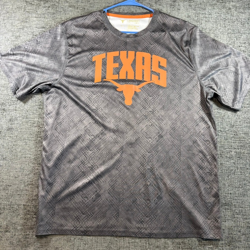 Longhorn T-Shirt Mens 2XL Grey Texas Longhorns Graphic Performance Athletic Tee